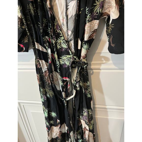 ZARA‎ Woman Women's Kimono Wrap Black Crane Hi Low Dress Blogger Favorite Medium - Picture 7 of 14
